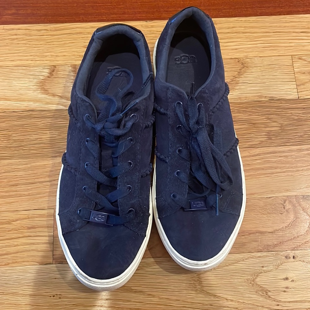 Navy blue sneakers